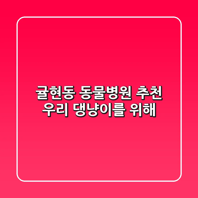 귤현동 동물병원 추천! 우리 댕냥이를 위해