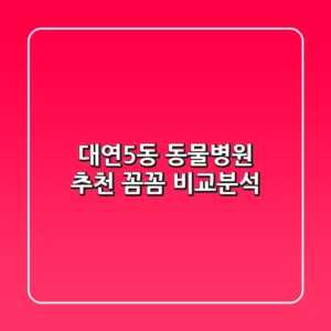 대연5동 동물병원 추천 꼼꼼 비교분석