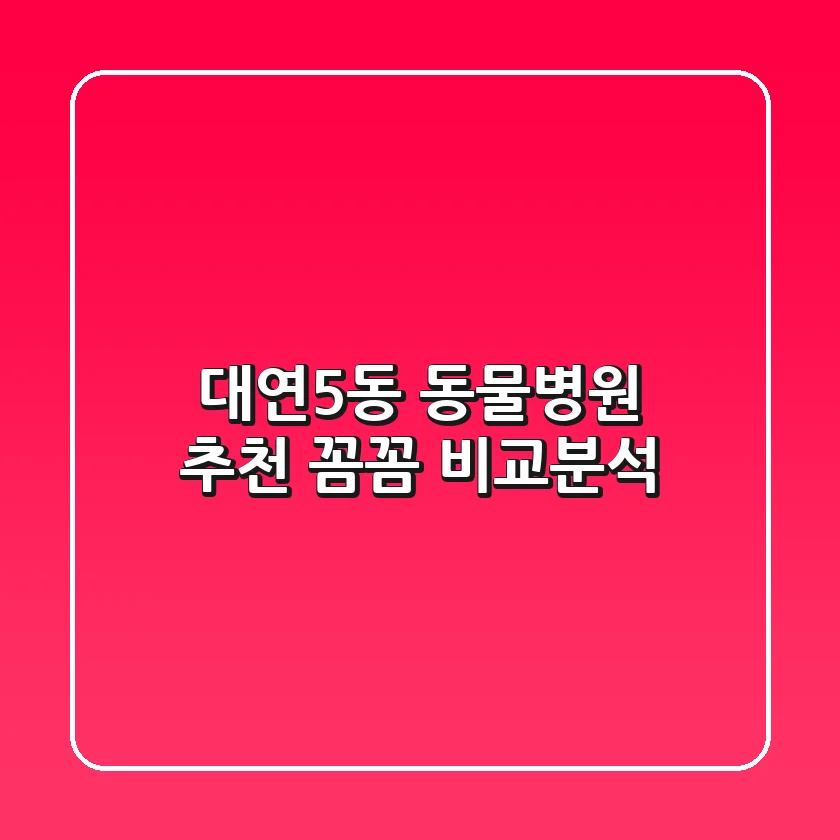 대연5동 동물병원 추천 꼼꼼 비교분석