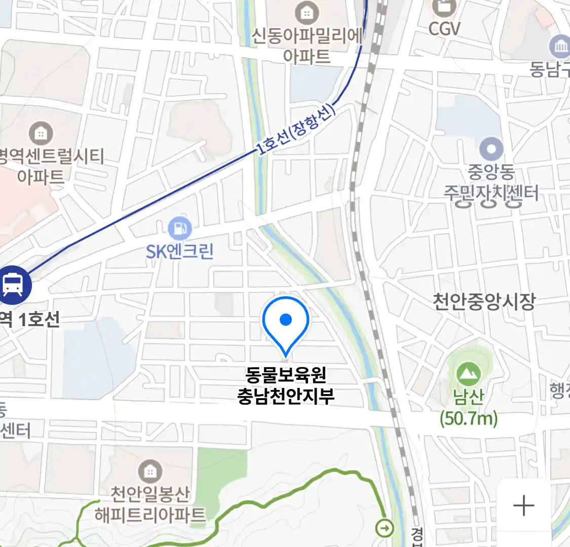 동물보육원 충남천안지부 지도
