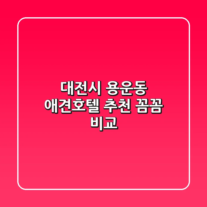 대전시 용운동 애견호텔 추천: 꼼꼼 비교