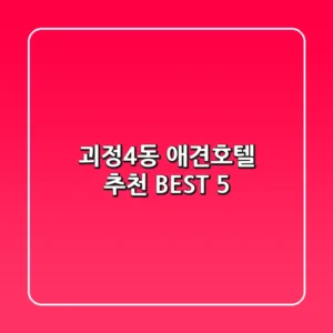 괴정4동 애견호텔 추천 BEST 5