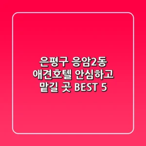 은평구 응암2동 애견호텔 안심하고 맡길 곳 BEST 5