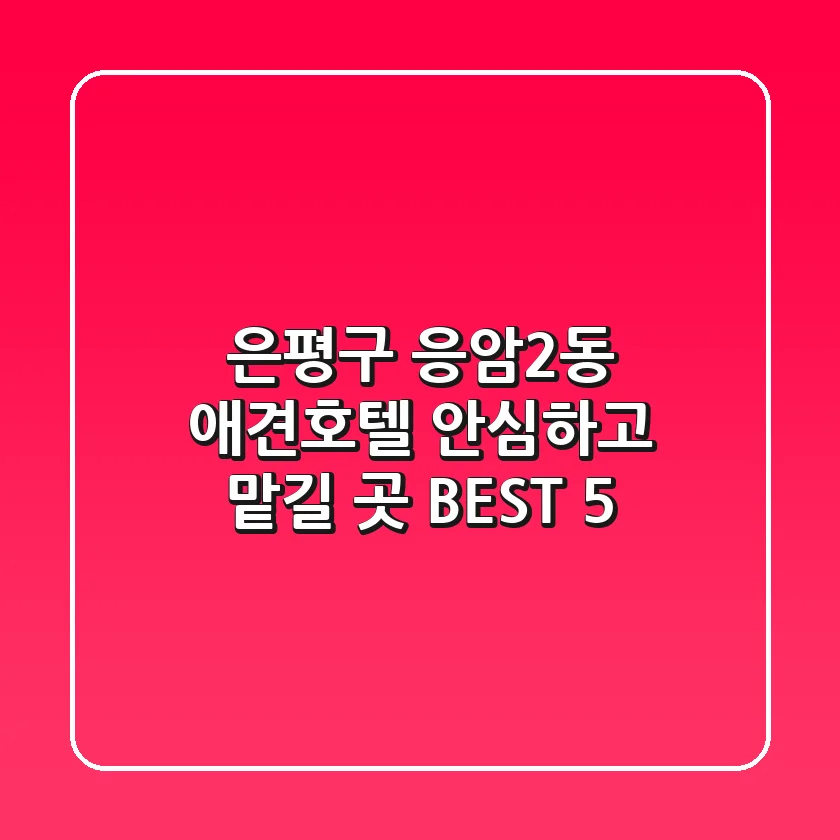 은평구 응암2동 애견호텔 안심하고 맡길 곳 BEST 5