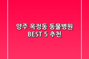 양주 옥정동 동물병원 BEST 5 추천