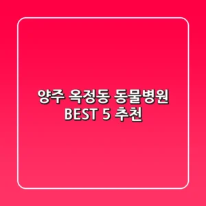 양주 옥정동 동물병원 BEST 5 추천