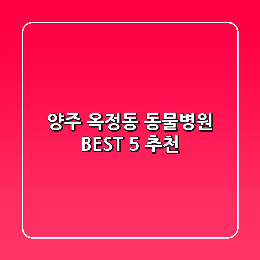 양주 옥정동 동물병원 BEST 5 추천