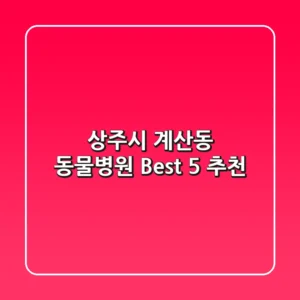 상주시 계산동 동물병원 Best 5 추천