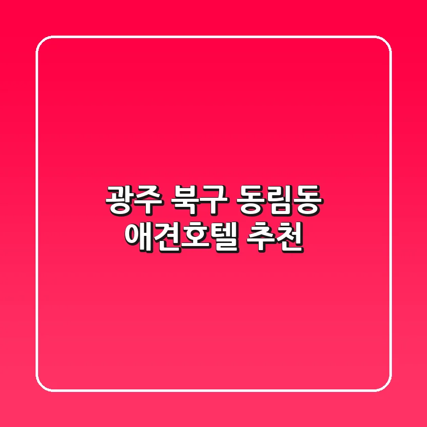광주 북구 동림동 애견호텔 추천