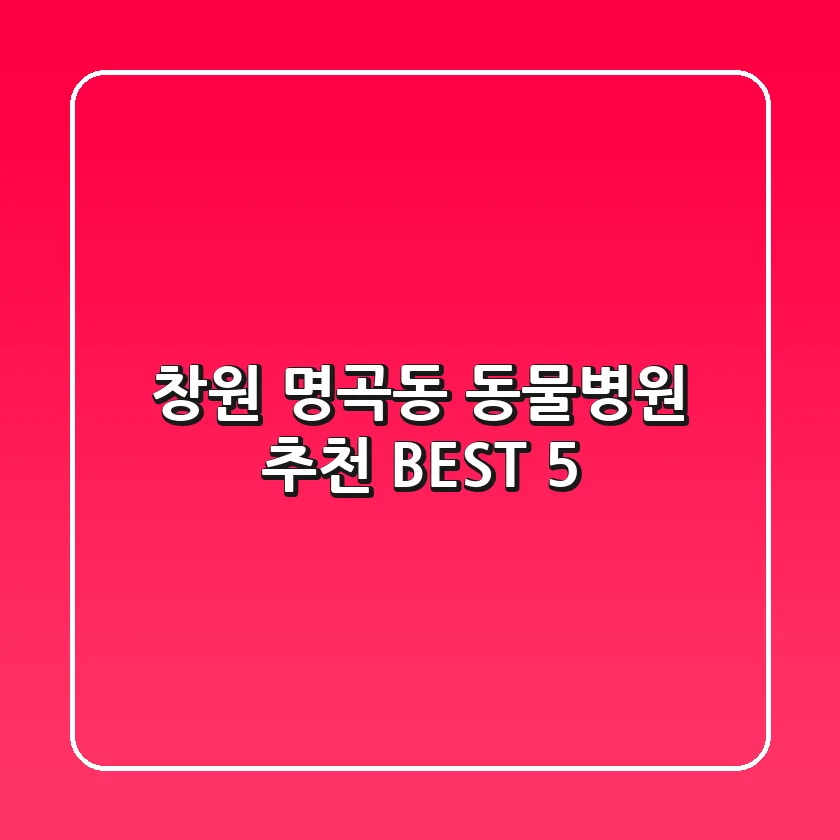 창원 명곡동 동물병원 추천 BEST 5