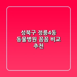 성북구 정릉4동 동물병원 꼼꼼 비교 추천
