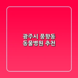 광주시 풍향동 동물병원 추천