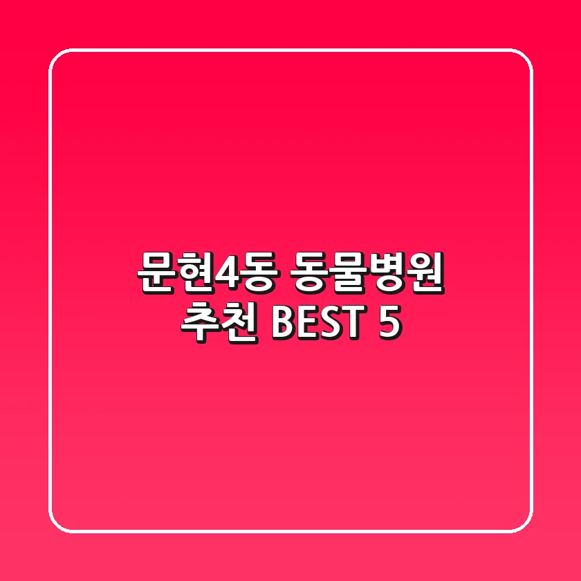 문현4동 동물병원 추천 BEST 5