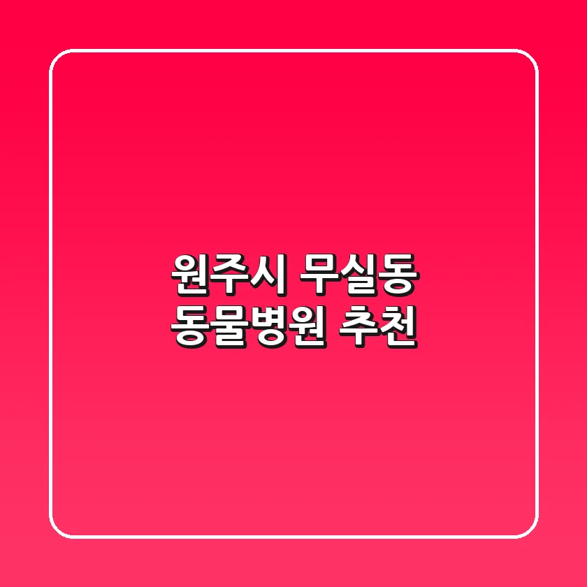 원주시 무실동 동물병원 추천