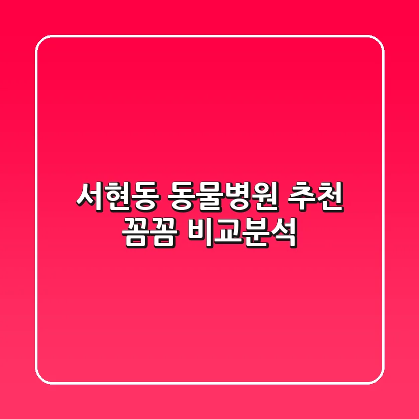 서현동 동물병원 추천 : 꼼꼼 비교분석