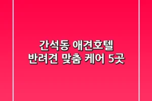 간석동 애견호텔: 반려견 맞춤 케어 5곳