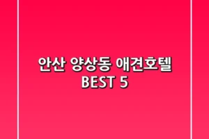 안산 양상동 애견호텔, BEST 5