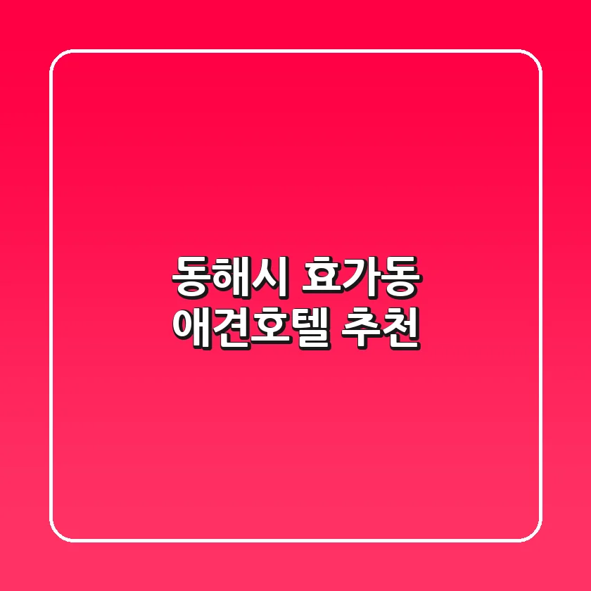 동해시 효가동 애견호텔 추천