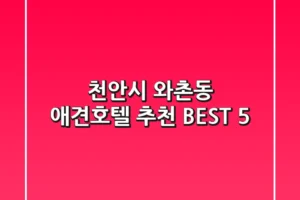 천안시 와촌동 애견호텔 추천 BEST 5