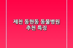 제천 동현동 동물병원 추천 특징