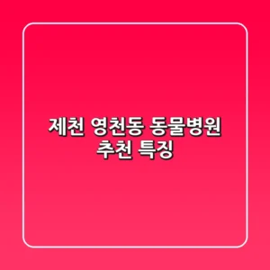 제천 영천동 동물병원 추천 특징