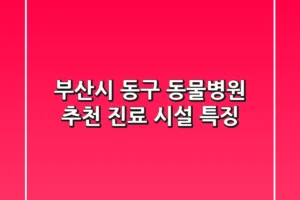 부산시 동구 동물병원 추천: 진료, 시설, 특징