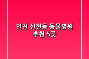 인천 신현동 동물병원 추천 5곳