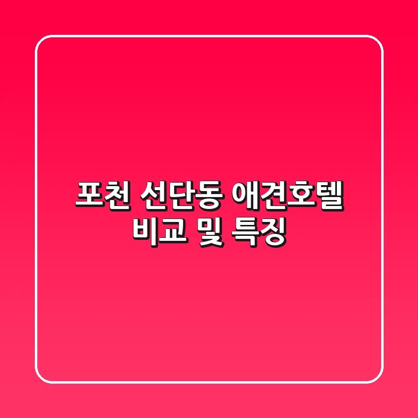 포천 선단동 애견호텔 비교 및 특징