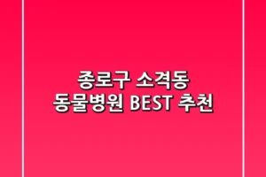 종로구 소격동 동물병원 BEST 추천