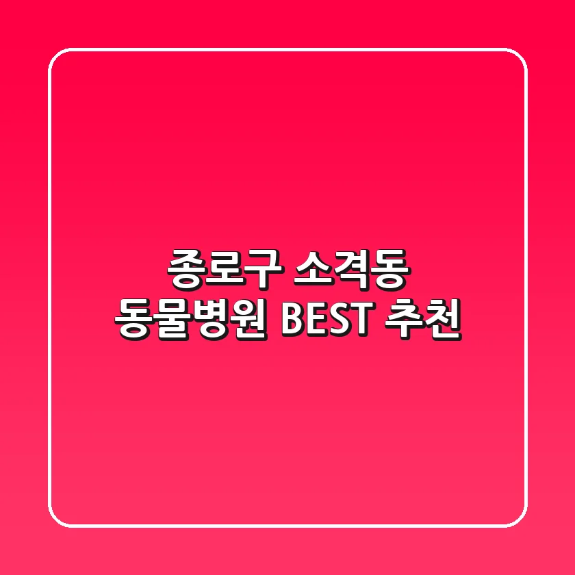 종로구 소격동 동물병원 BEST 추천