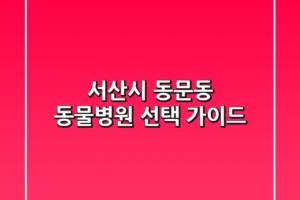 서산시 동문동 동물병원 선택 가이드