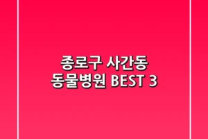 종로구 사간동 동물병원 BEST 3