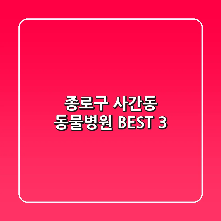 종로구 사간동 동물병원 BEST 3