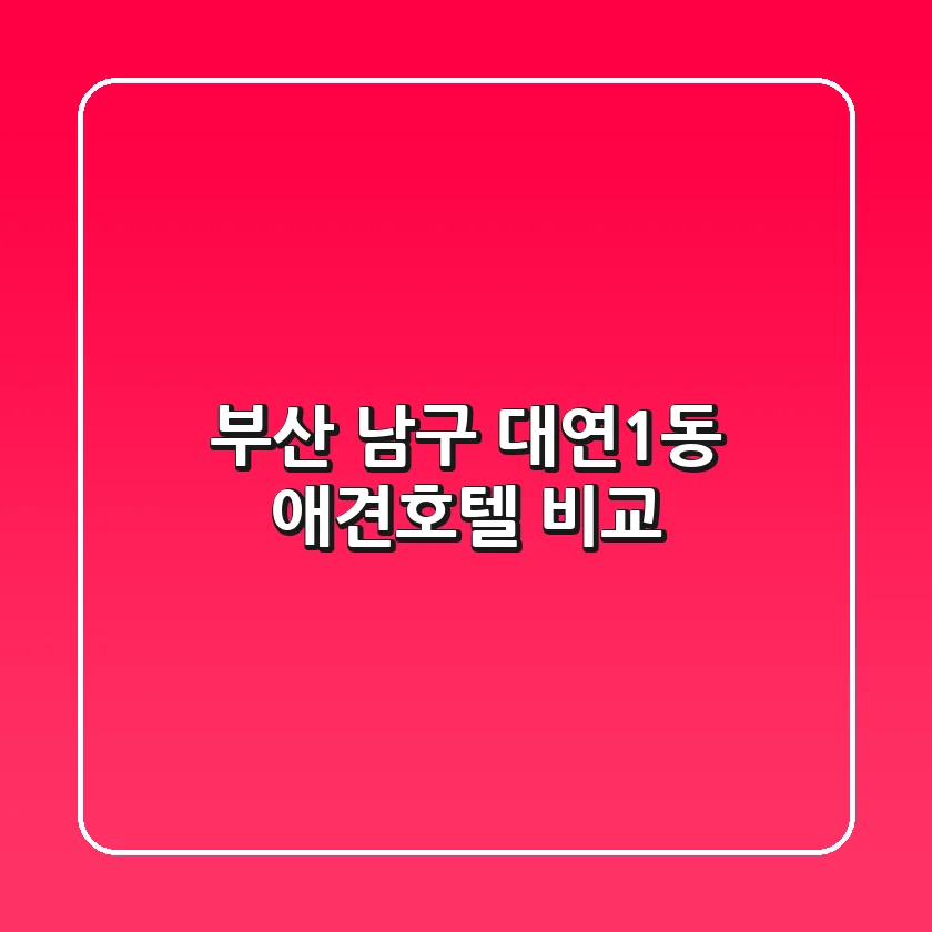 부산 남구 대연1동 애견호텔 비교