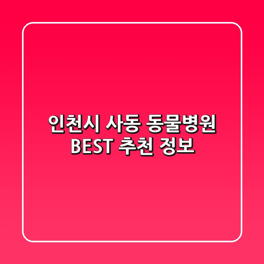 인천시 사동 동물병원 BEST 추천 정보