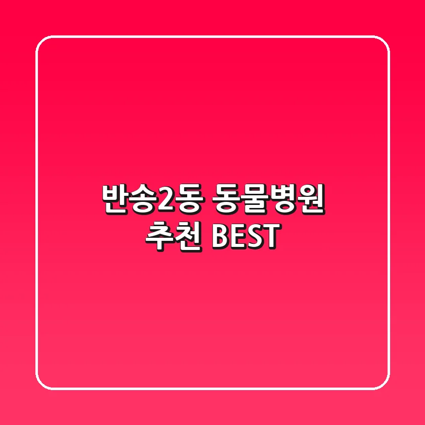 반송2동 동물병원 추천 BEST