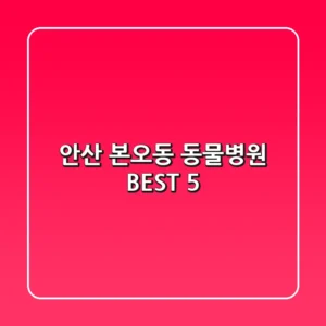 안산 본오동 동물병원 BEST 5