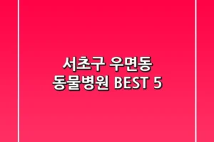 서초구 우면동 동물병원 BEST 5