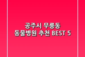 공주시 무릉동 동물병원 추천 BEST 5