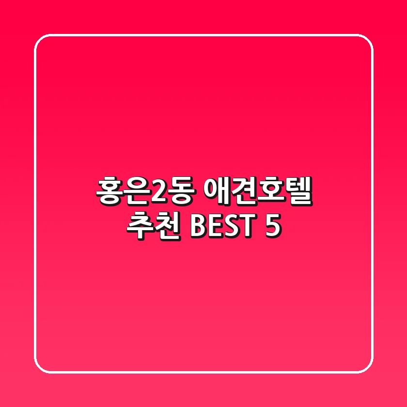 홍은2동 애견호텔 추천 BEST 5