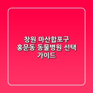 창원 마산합포구 홍문동 동물병원 선택 가이드