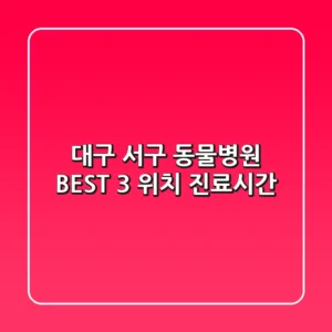 대구 서구 동물병원 BEST 3 | 위치, 진료시간