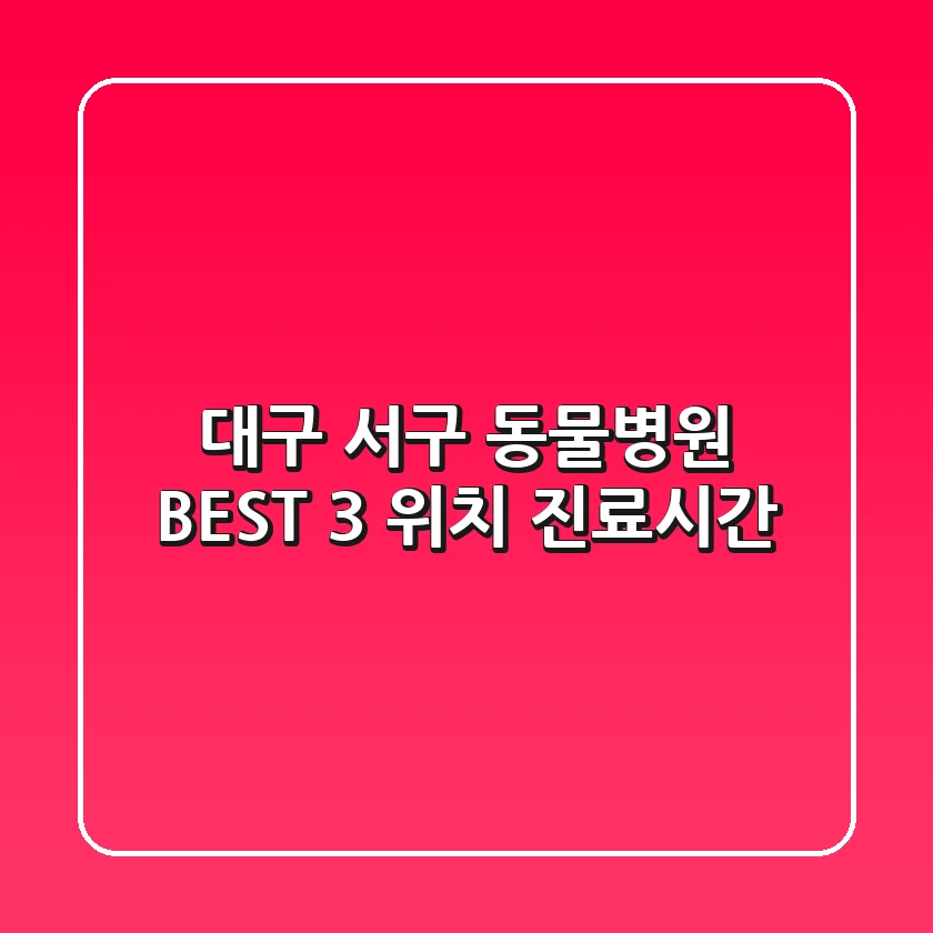 대구 서구 동물병원 BEST 3 | 위치, 진료시간