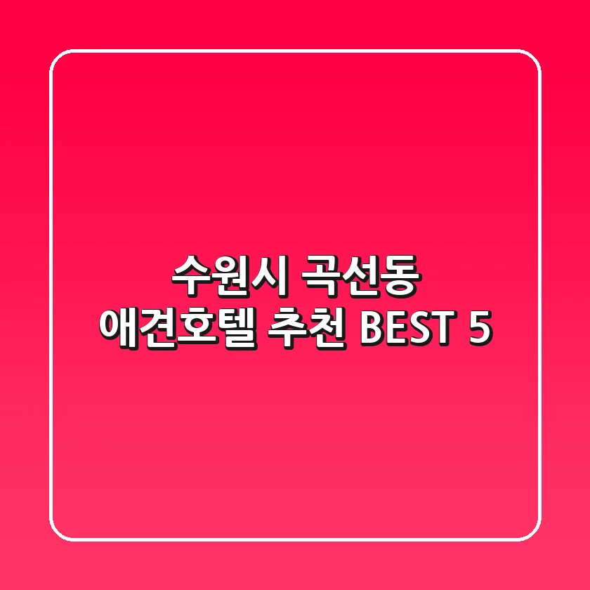 수원시 곡선동 애견호텔 추천 BEST 5
