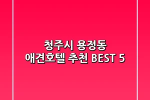 청주시 용정동 애견호텔 추천 BEST 5