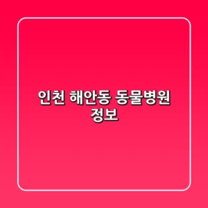 인천 해안동 동물병원 정보
