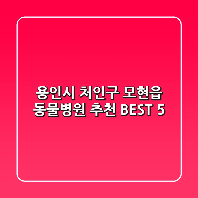 용인시 처인구 모현읍 동물병원 추천 BEST 5