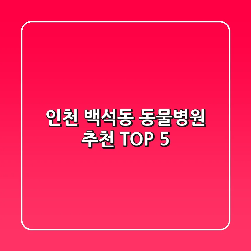 인천 백석동 동물병원 추천 TOP 5