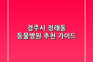 경주시 정래동 동물병원 추천 가이드