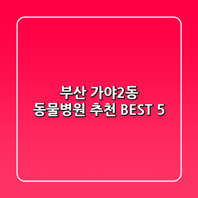 부산 가야2동 동물병원 추천 BEST 5